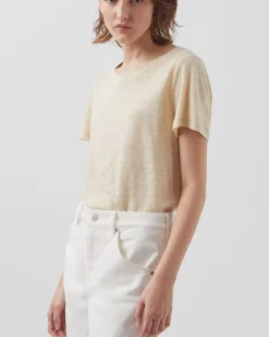 Femme Comptoir des Cotonniers Amandine - T-Shirt Col Rond En Lin
