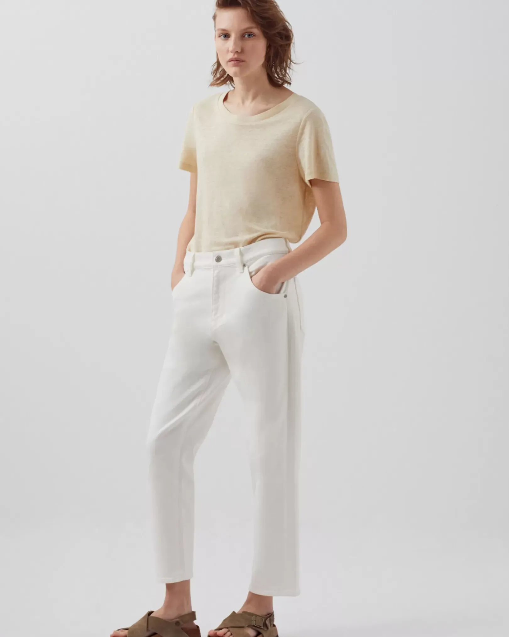Femme Comptoir des Cotonniers Amandine - T-Shirt Col Rond En Lin
