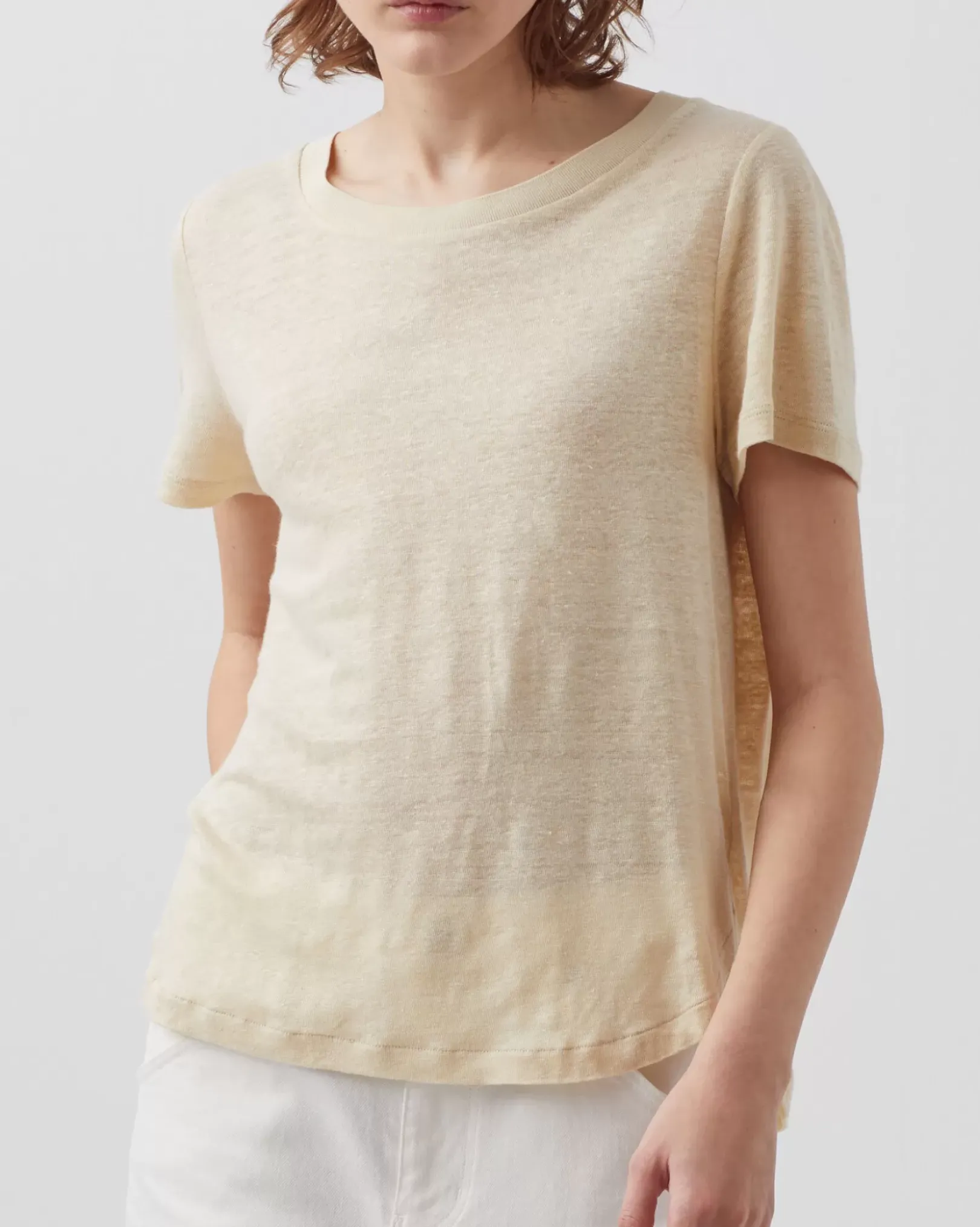 Femme Comptoir des Cotonniers Amandine - T-Shirt Col Rond En Lin