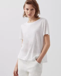 Femme Comptoir des Cotonniers Amandine - T-Shirt Col Rond En Lin