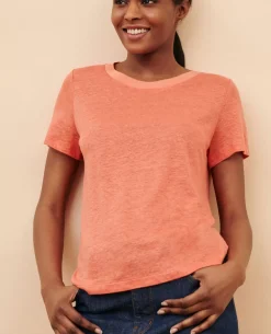 Femme Comptoir des Cotonniers Amandine - T-Shirt Col Rond En Lin