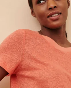 Femme Comptoir des Cotonniers Amandine - T-Shirt Col Rond En Lin