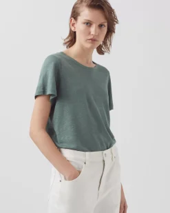Femme Comptoir des Cotonniers Amandine - T-Shirt Col Rond En Lin