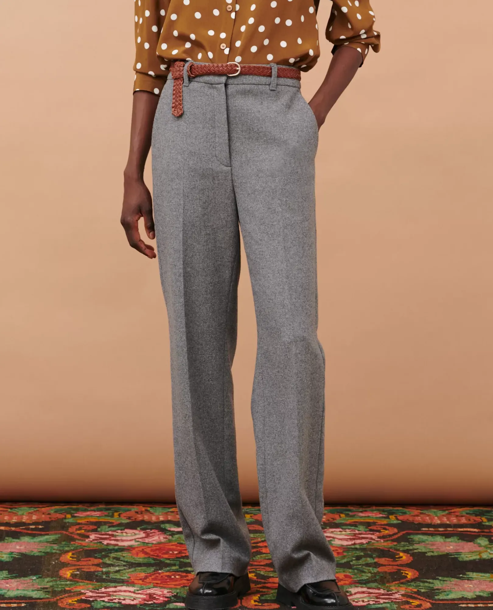 Femme Comptoir des Cotonniers Blandine - Pantalon Droit En Flanelle