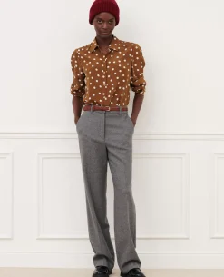 Femme Comptoir des Cotonniers Blandine - Pantalon Droit En Flanelle