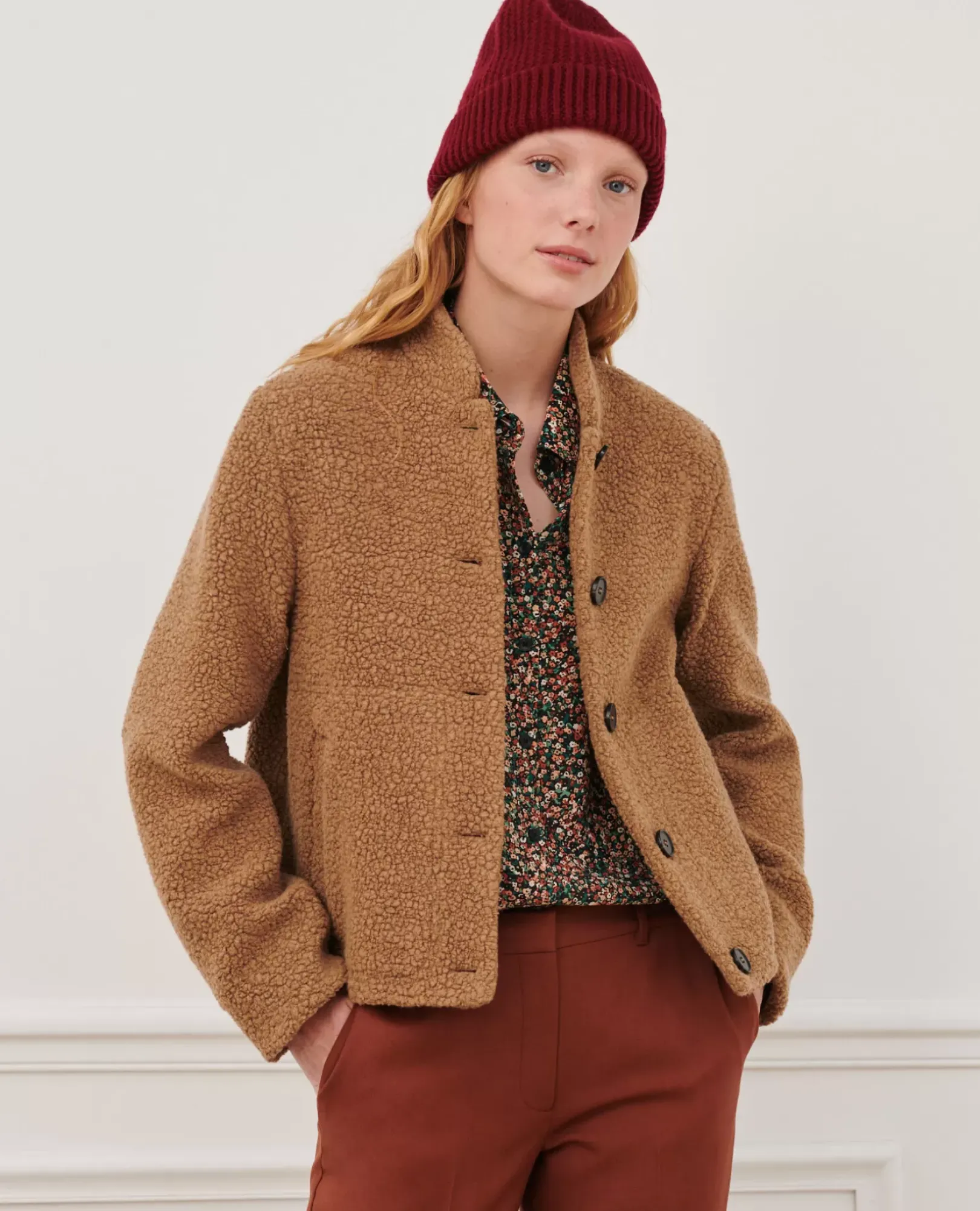 Femme Comptoir des Cotonniers Blouson Court En Laine Melangee