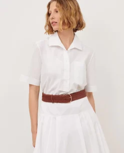 Femme Comptoir des Cotonniers Ceinture Large Tressee En Cuir