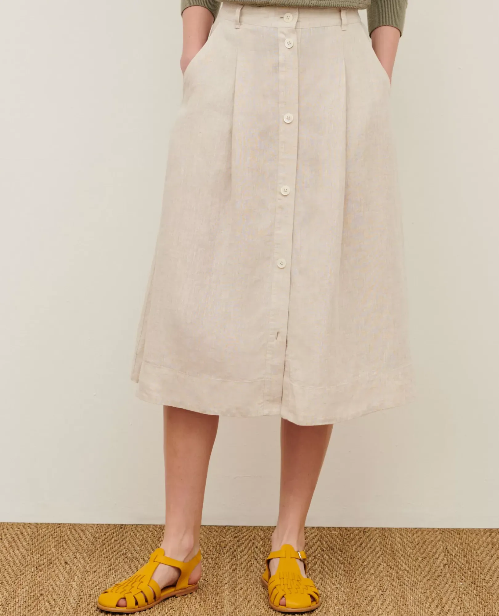 Femme Comptoir des Cotonniers Jupe Midi En Lin