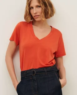 Femme Comptoir des Cotonniers Lea - T-Shirt Fluide Col V