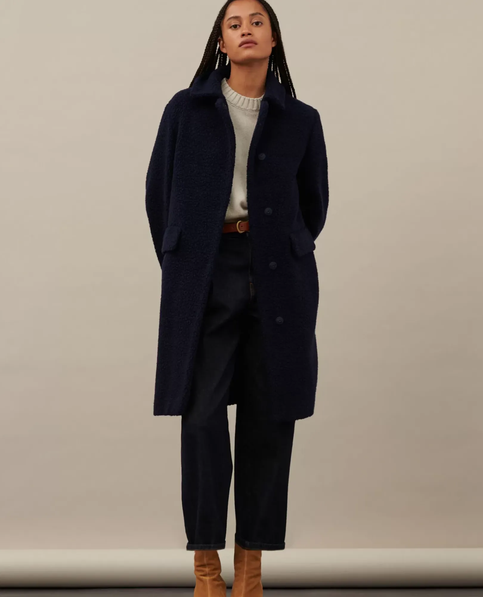 Femme Comptoir des Cotonniers Manteau Long En Laine Melangee