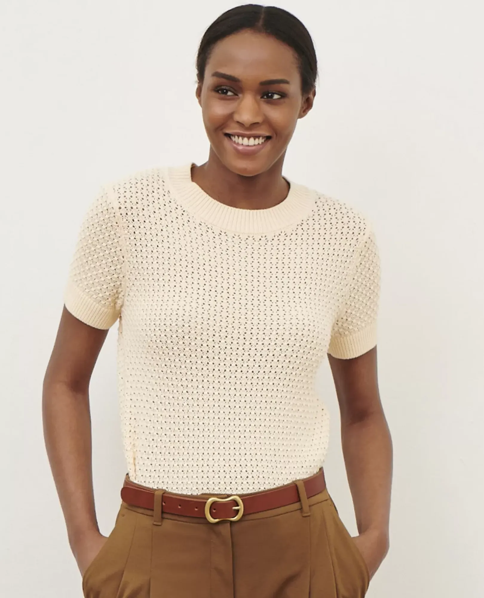 Femme Comptoir des Cotonniers Pull A Manches Courtes En Coton