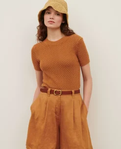 Femme Comptoir des Cotonniers Pull A Manches Courtes En Coton