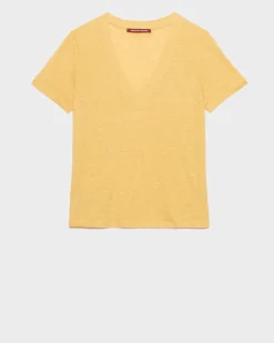 Femme Comptoir des Cotonniers Sarah - T-Shirt Col V En Lin
