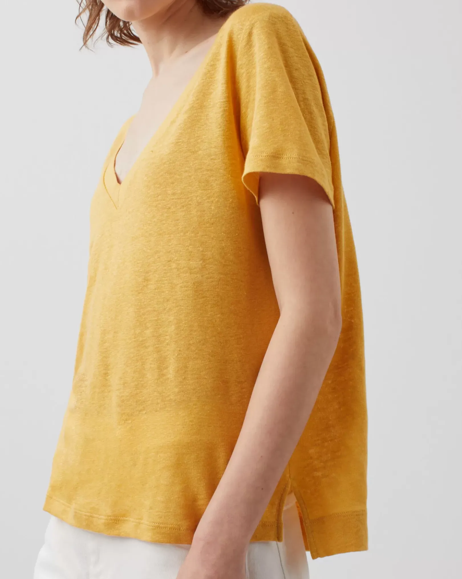 Femme Comptoir des Cotonniers Sarah - T-Shirt Col V En Lin