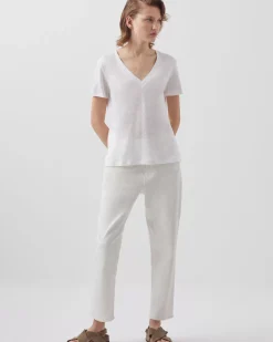 Femme Comptoir des Cotonniers Sarah - T-Shirt Col V En Lin